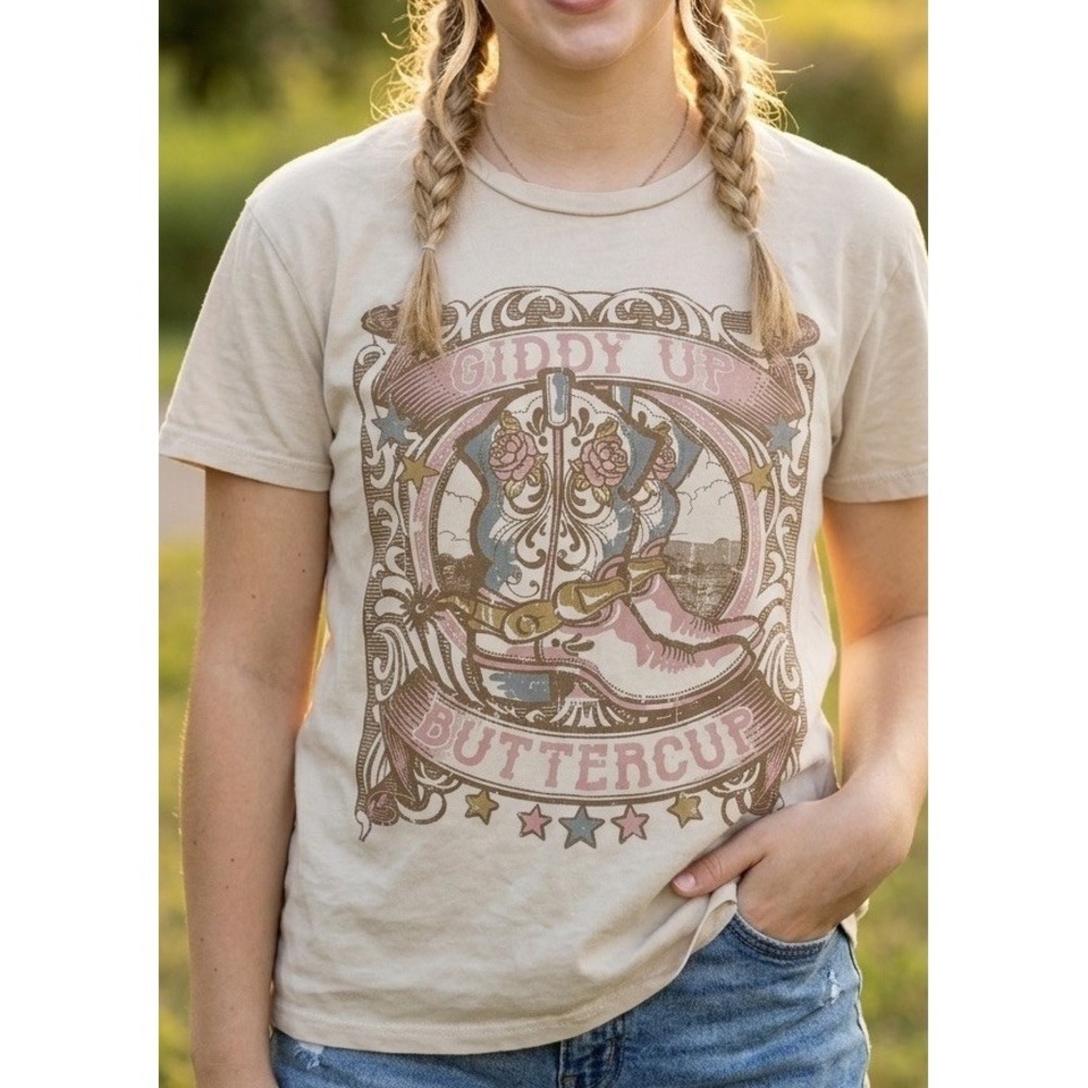Altar'd State cowboy Boots Shirt XlL Western Giddy Up Buttercup SS  USA